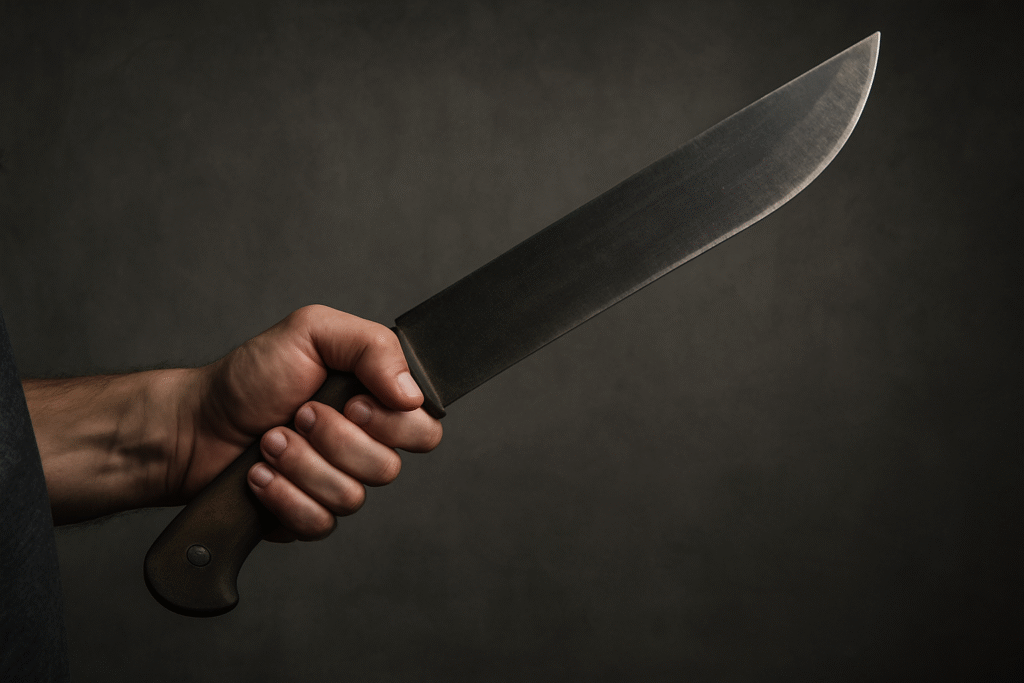 Por causa de um frango, homem agride esposa com facão e acaba preso em flagrante